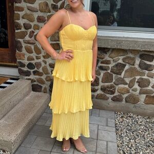 Lulu's Sunny Yellow Strapless Tiered Dress